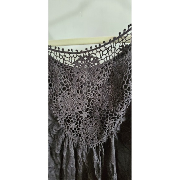 NWT Faded Glory black‎ crochet shoulder back women 3X blouse crinkled - Picture 4 of 8